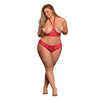Risqué Business Cupless Bra & Crotchless Panty Red QN - Lingerie - Plus/Queen - Packaged