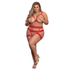 Risqué Business Cupless Bra Garter & Crotchless Panty Red QN - Lingerie - Plus/Queen - Packaged
