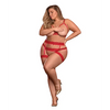 Risqué Business Cupless Bra Garter & Crotchless Panty Red QN - Lingerie - Plus/Queen - Packaged