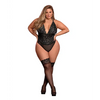 Risqué Business Lace & Mesh Teddy w/Snap Crotch Black QN - Lingerie - Plus/Queen - Packaged