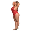 Risqué Business Lace & Mesh Teddy w/Snap Crotch Red QN - Lingerie - Packaged