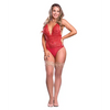 Risqué Business Lace & Mesh Teddy w/Snap Crotch Red S/M - Lingerie - Packaged