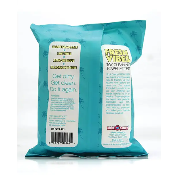 Rock Candy Fresh Vibes Toy Cleaning Towelettes Travel Pack - Pack of 20 - Toy Cleaners