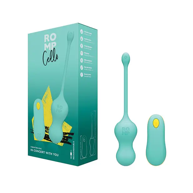 Romp Cello Remote Control G-Spot Vibrating Egg - Blue - Stimulators