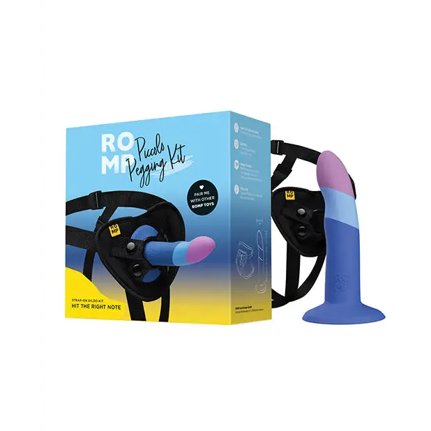 ROMP Piccolo 3 Color 5.5’’ Dildo Pegging Kit - Blue - Strap Ons