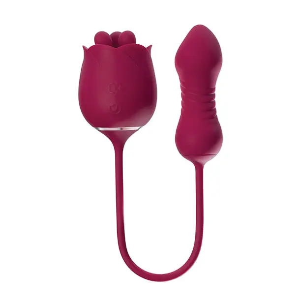 Rosa Rotating Rose Toy & Thrusting Vibrator - Red - Stimulators