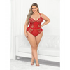 Rose Embroidered Lace Teddy Red 1X