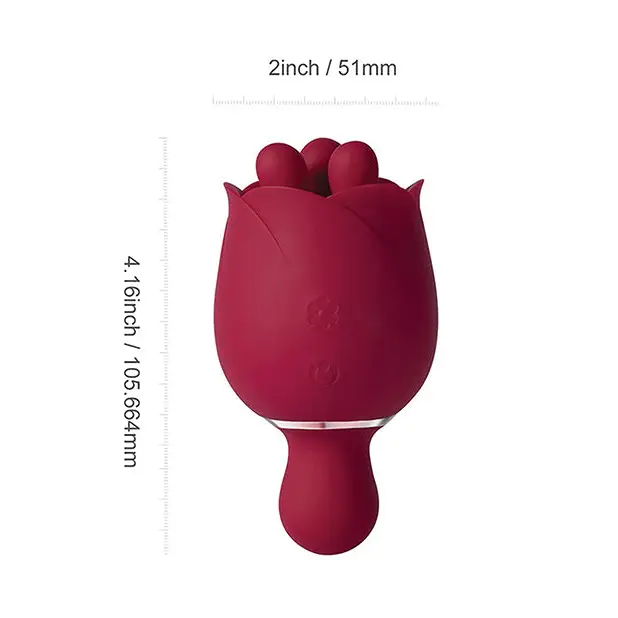 Rosewyn Rotating Rose Toy Vibrator & Pinpoint Stimulator - Red - Stimulators