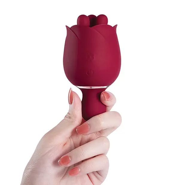 Rosewyn Rotating Rose Toy Vibrator & Pinpoint Stimulator - Red - Stimulators