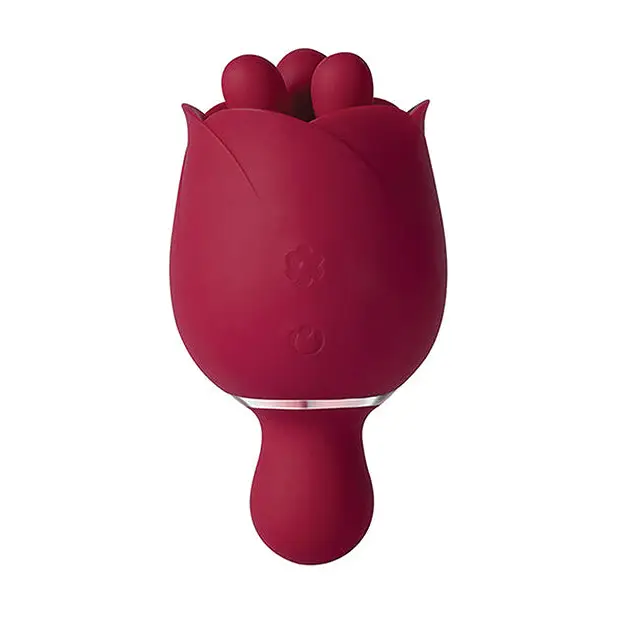 Rosewyn Rotating Rose Toy Vibrator & Pinpoint Stimulator - Red - Stimulators