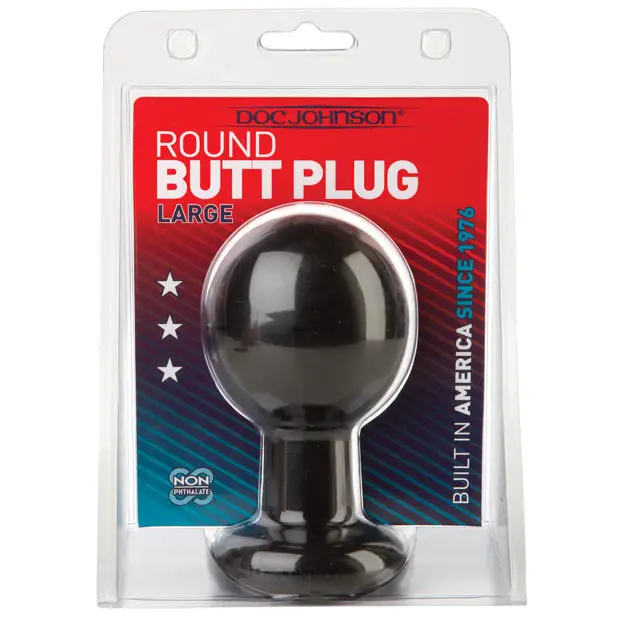 Round Butt Plug Large - Black - Anal Products