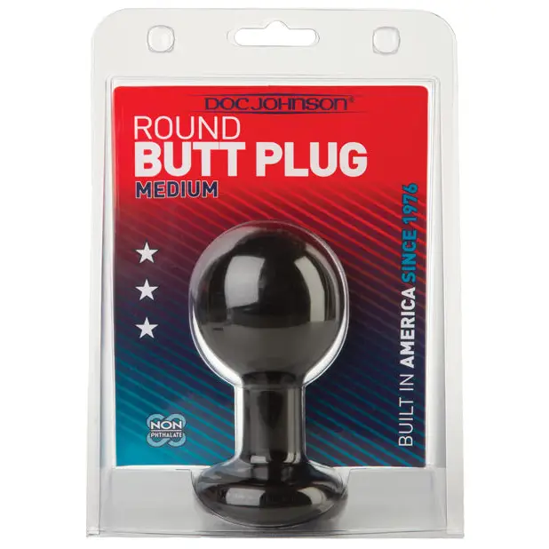 Round Butt Plug - Medium Black - Anal Products