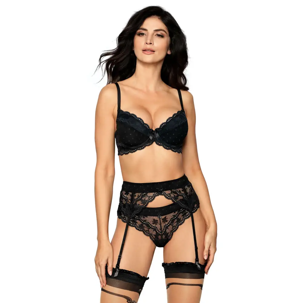 Roza Lagerta Suspender Belt Black - Black / S/M - Hosiery