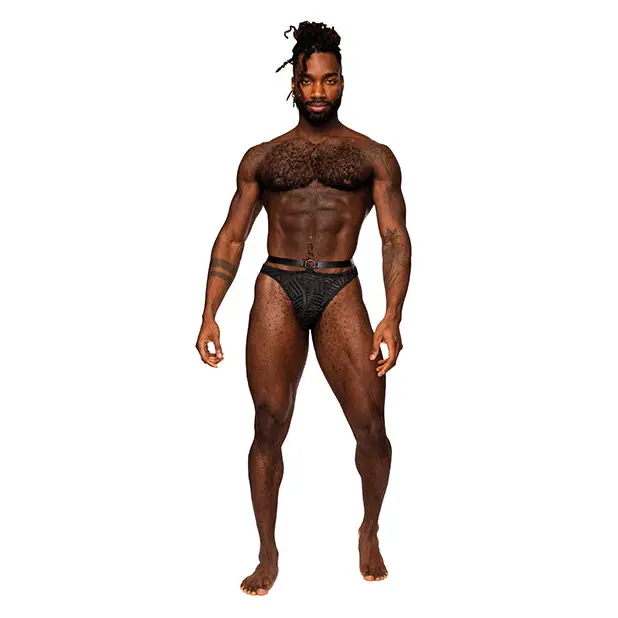 Rude Awakening Mesh Strap Thong Black S/M
