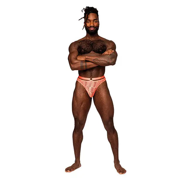 Rude Awakening Mesh Strap Thong Neon Orange L/XL
