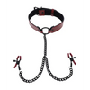 Saffron Collar w/Chain Nipple Clamps - Bondage Blindfolds & Restraints