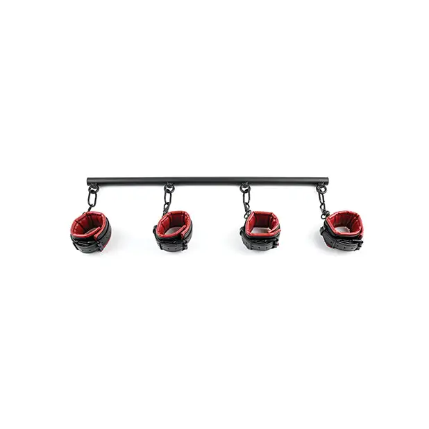 Saffron Spreader Bar & Cuff Set - Red/Black - Bondage Blindfolds & Restraints