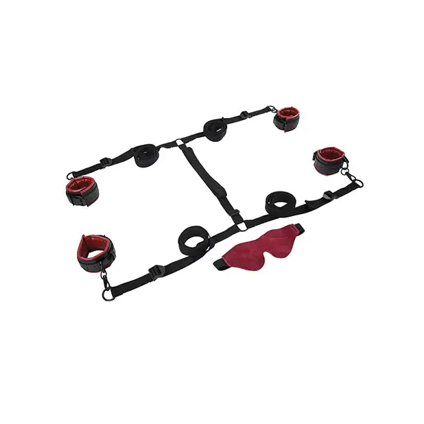 Saffron Under the Bed Adjustable Restraint System - Black and Red - Bondage Blindfolds & Restraints