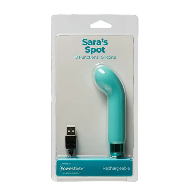 Sara's Spot Rechargeable Bullet w/G Spot Sleeve, 10 Functions Teal