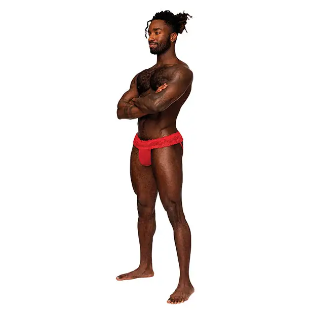 Sassy Lace Skirt Jock Red L/XL