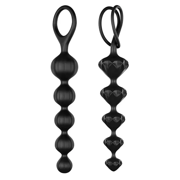 Satisfyer Love Beads Soft Silicone Beads - Set of 2 Black - Anal Products