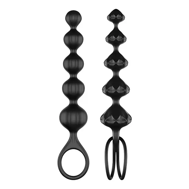 Satisfyer Love Beads Soft Silicone Beads - Set of 2 Black - Anal Products