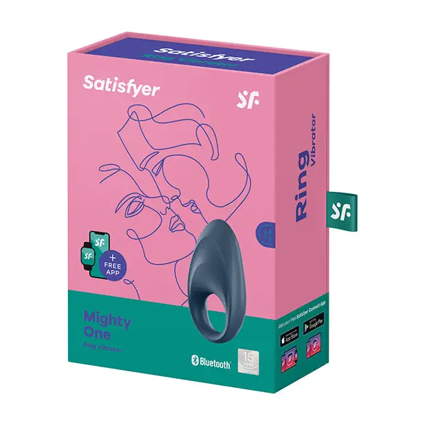 Satisfyer Mighty One Ring w/App - Blue - Penis Enhancement