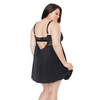 Scallop Stretch Lace & Microfiber Inner Bra Babydoll Black 1X/2X