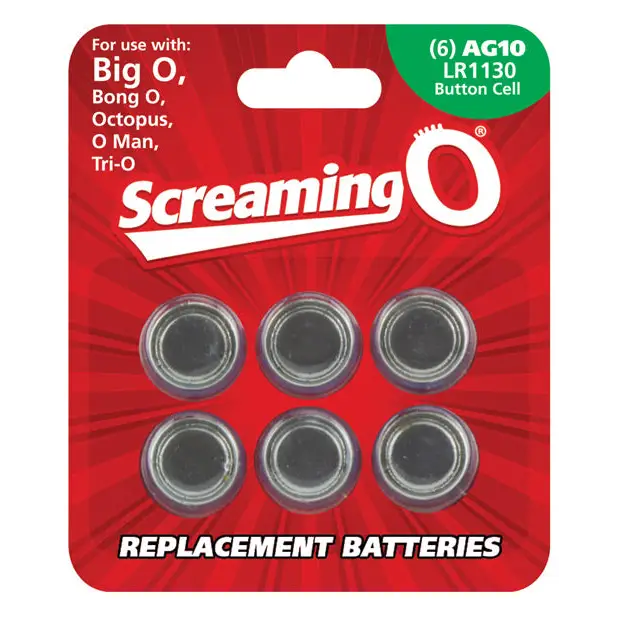 Screaming O AG10 Batteries - Sheet of 6 (BigO,Octo BongO,TriO,OMan,BangO) - Batteries