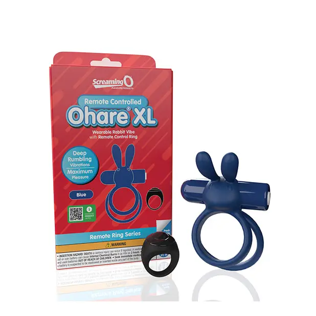 Screaming O Ohare Remote Controlled Vibrating Ring - XL Blue - Stimulators