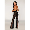 Seamless Crochet Lace Bodystocking w/Fishnet Bellbottoms - Black O/S - Lingerie - Packaged