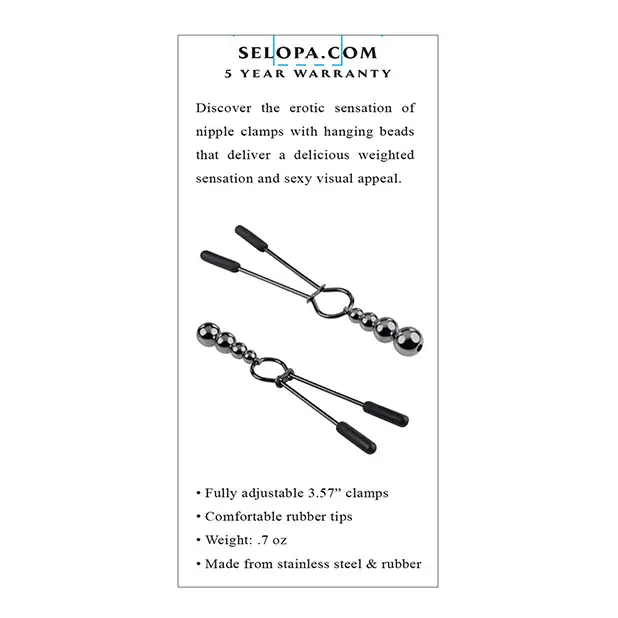 Selopa Beaded Nipple Clamps - Black Chrome