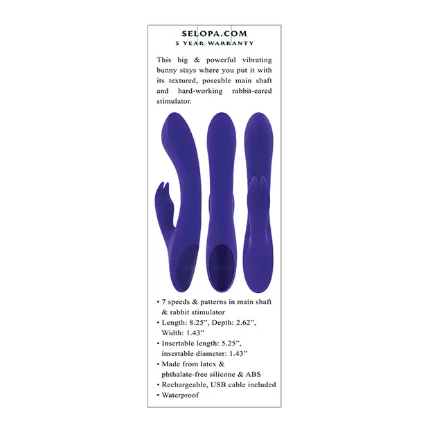 Selopa Poseable Bunny Rabbit Vibrator - Purple - Vibrators