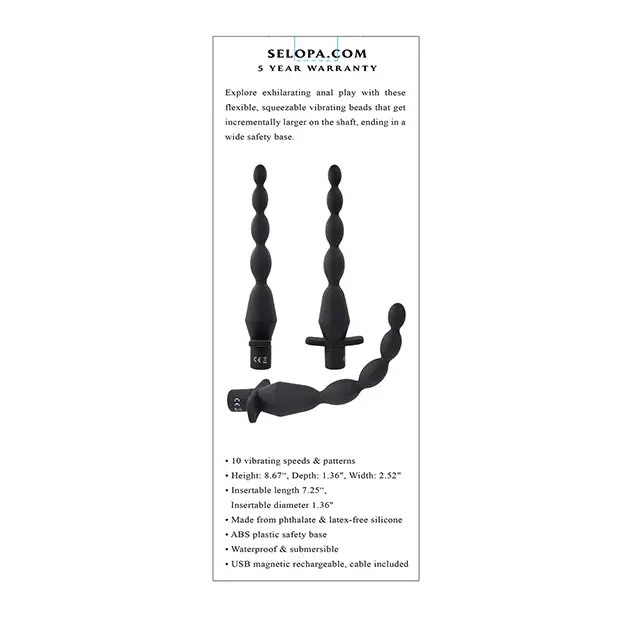 Selopa Vibrating Butt Beads - Black