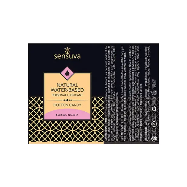 Sensuva Natural Water Based Personal Moisturizer, 4.23 oz Cotton Candy