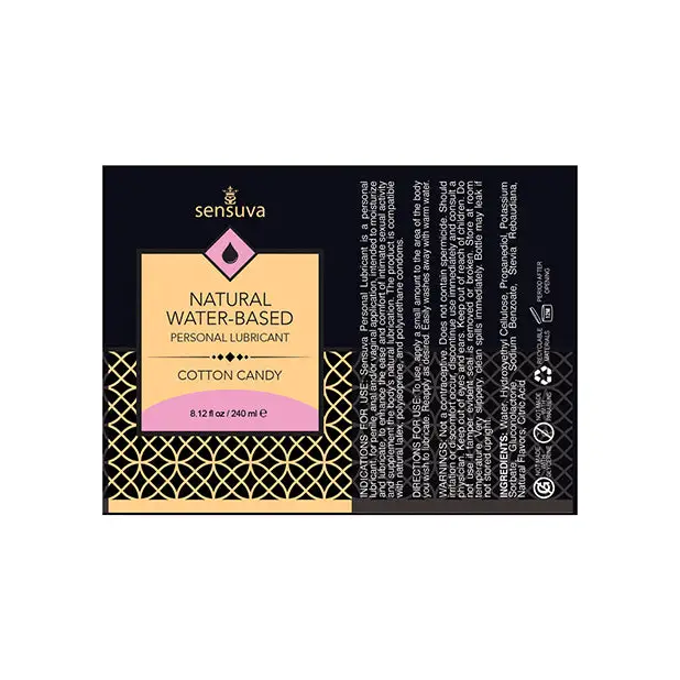 Sensuva Natural Water Based Personal Moisturizer, 8.12 oz Cotton Candy