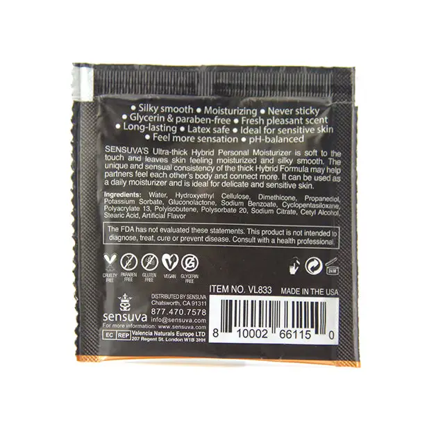 Sensuva Ultra Thick Hybrid Personal Moisturizer Single Use Packet, 6 ml Blueberry Muffin