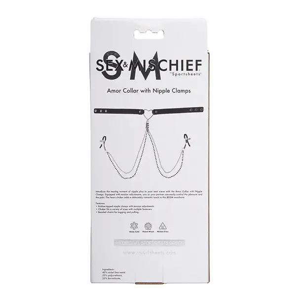 Sex & Mischief Amor Collar w/Nipple Clamps