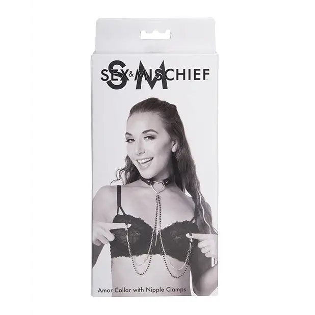 Sex & Mischief Amor Collar w/Nipple Clamps