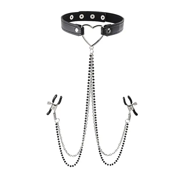 Sex & Mischief Amor Collar w/Nipple Clamps