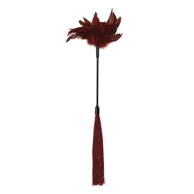 Sex & Mischief Enchanted Feather Tickler - Burgundy - Bondage Blindfolds & Restraints