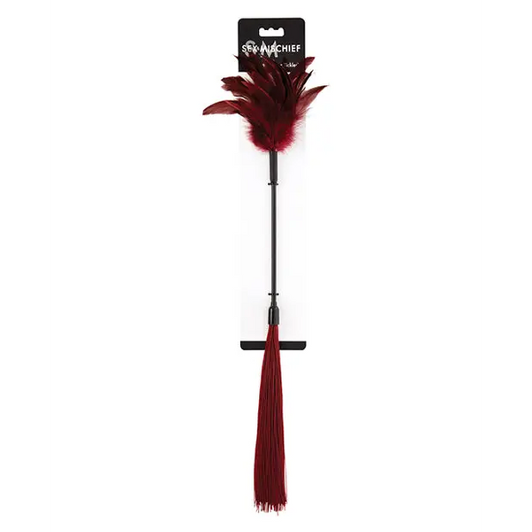 Sex & Mischief Enchanted Feather Tickler - Burgundy - Bondage Blindfolds & Restraints