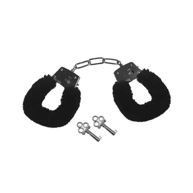 Sex & Mischief Furry Handcuffs - Black - Bondage Blindfolds & Restraints