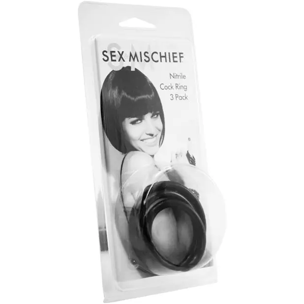 Sex & Mischief Nitrile Cock Ring Pack of 3 - Penis Enhancement