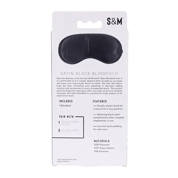 Sex & Mischief Satin Blindfold - Black - Bondage Blindfolds & Restraints