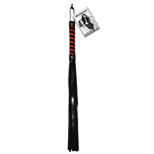 Sex & Mischief Stripe Flogger - Black/Red - Bondage Blindfolds & Restraints