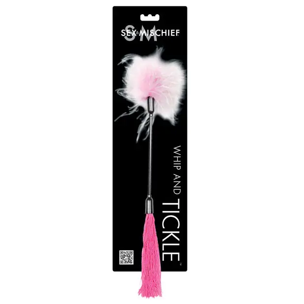 Sex & Mischief Whip & Tickle - Pink/White - Bondage Blindfolds & Restraints