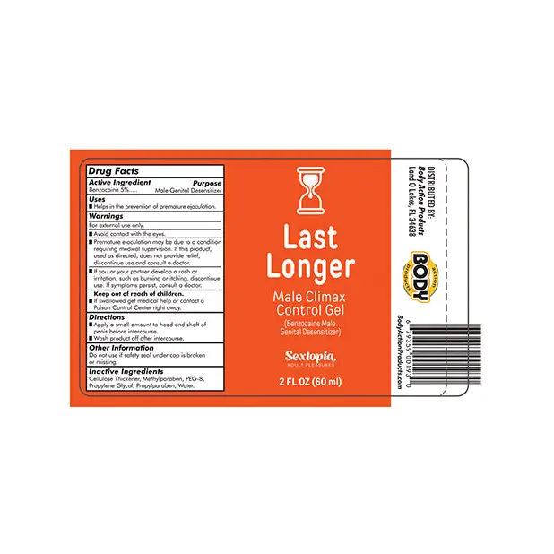 Sextopia Last Longer Male Climax Control Gel - 2 oz Bottle