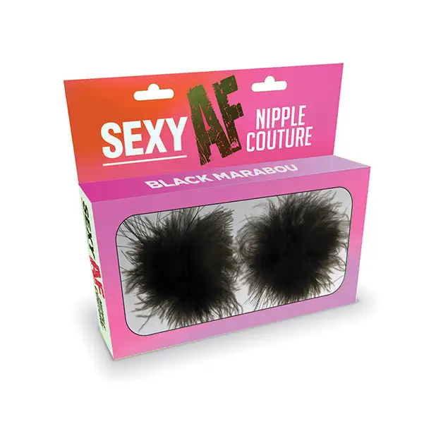 Sexy AF Nipple Couture Marabou Pastie, Black O/S