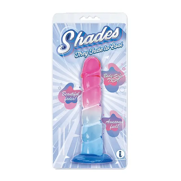 Shades Jelly Swirl TPR Gradient Dong Small - Pink/Blue - Dongs & Dildos